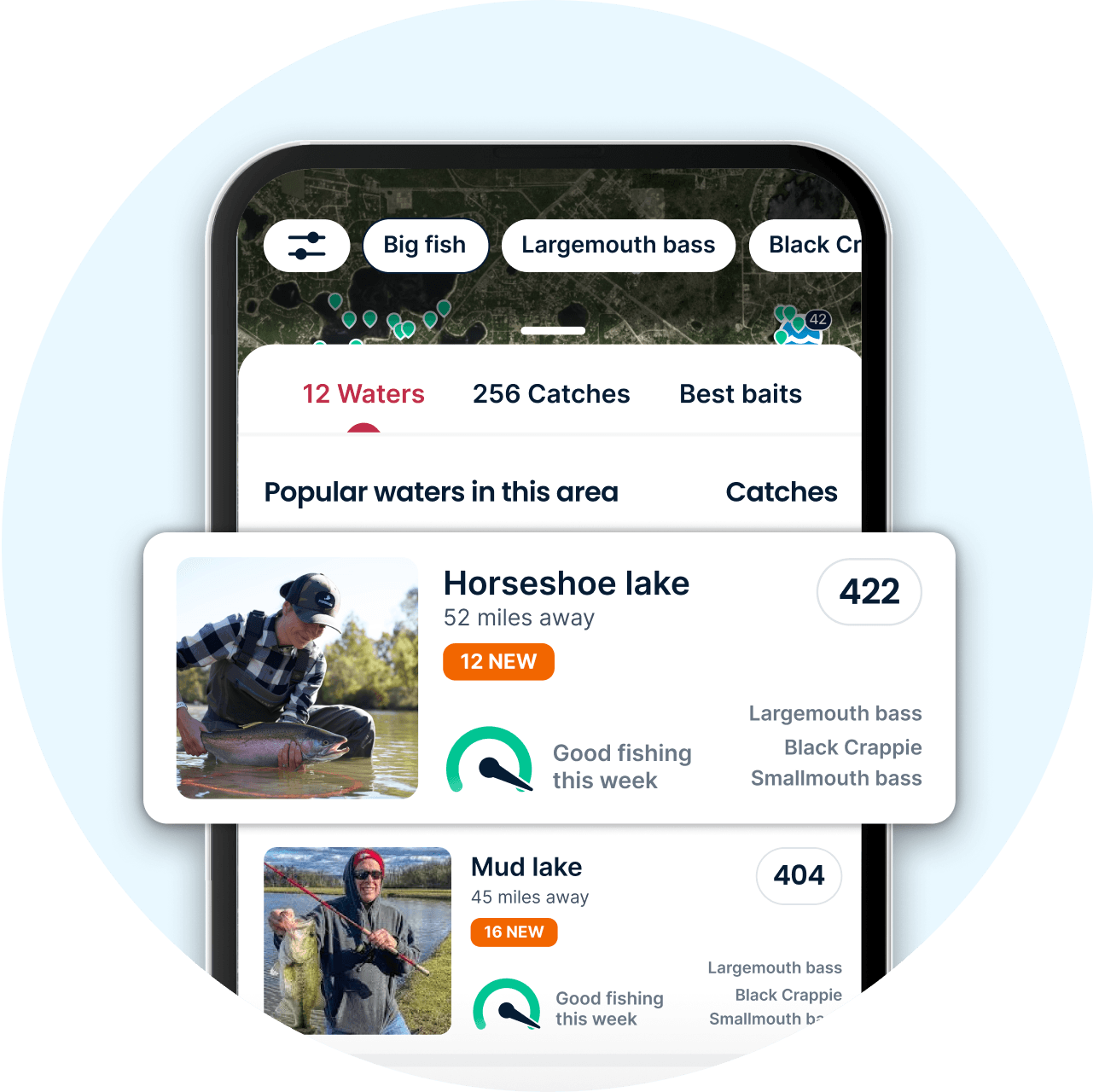 Top waters in the Fishbrain app