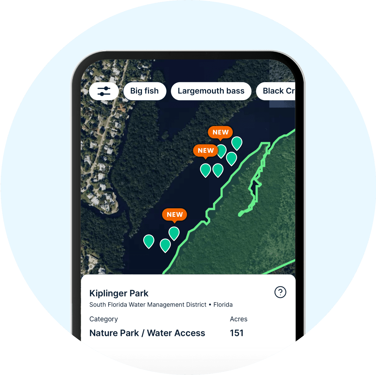 Fishing spot details in the Fishbrain app