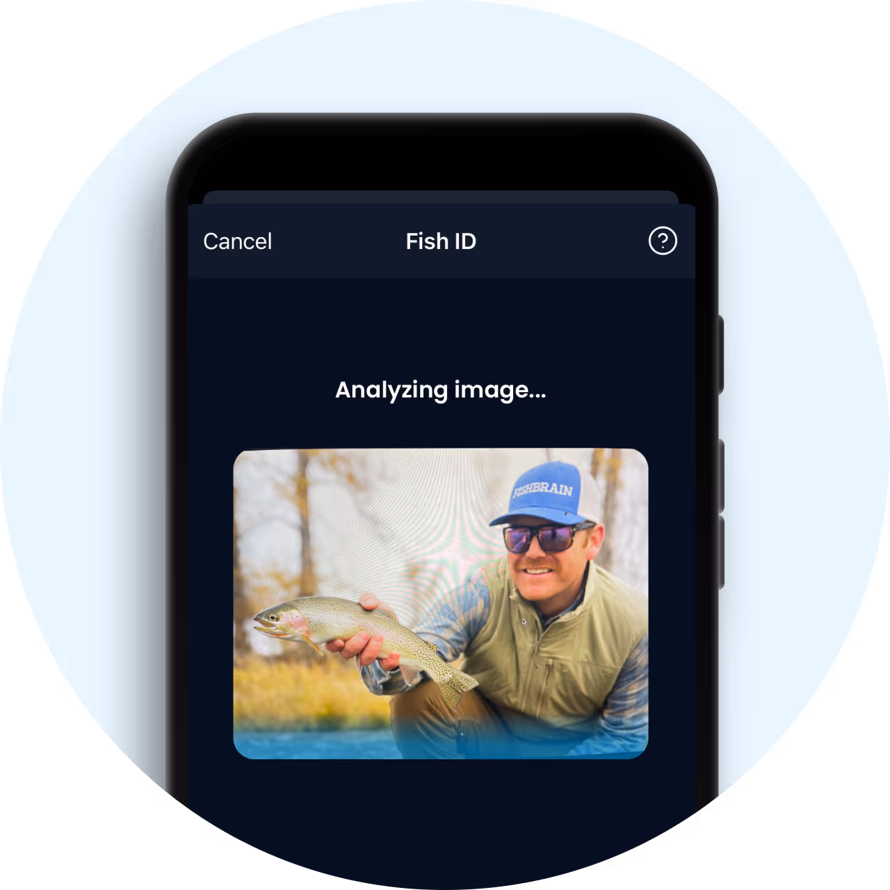 Fishbrain app starts analyzing the image
