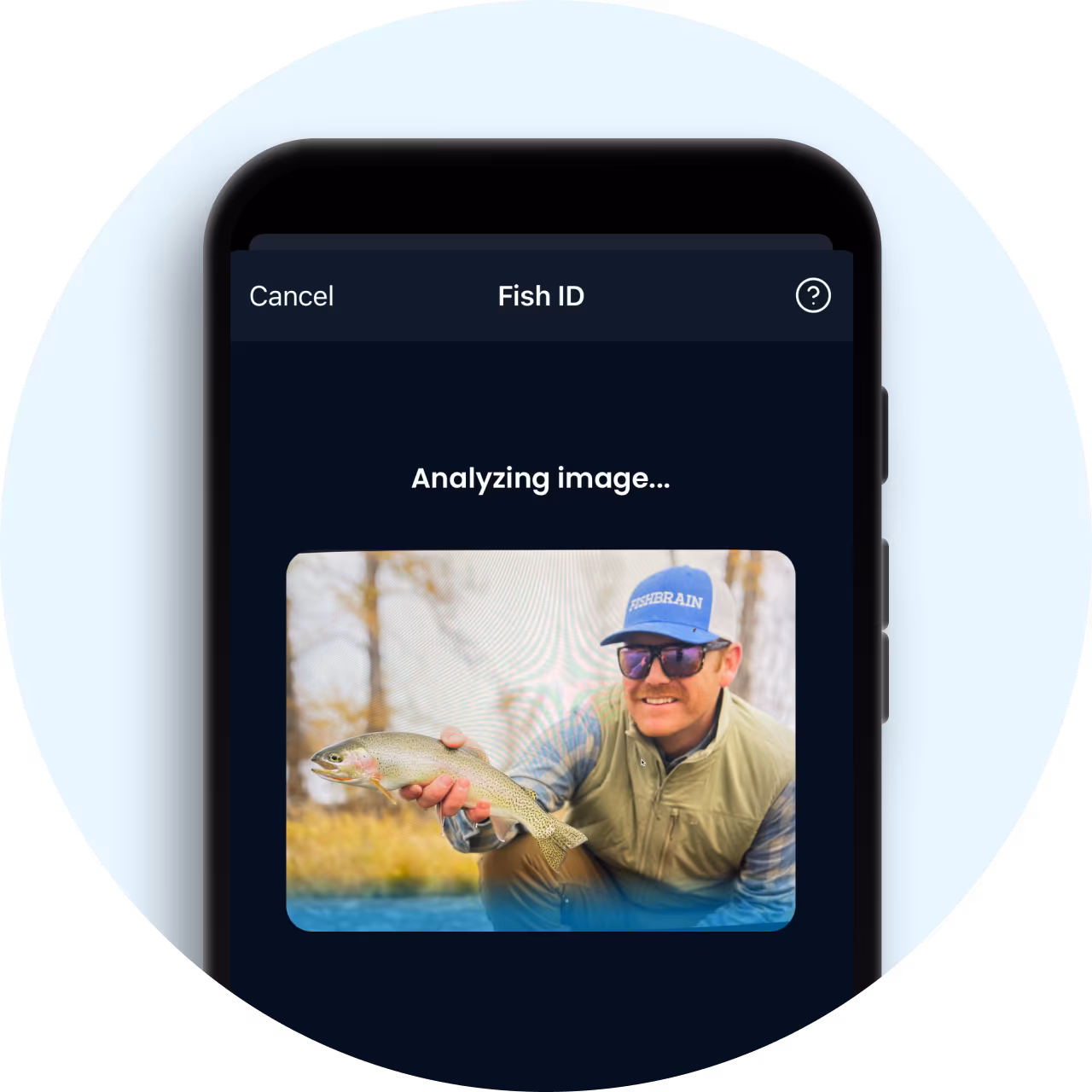 Fishbrain app starts analyzing the image