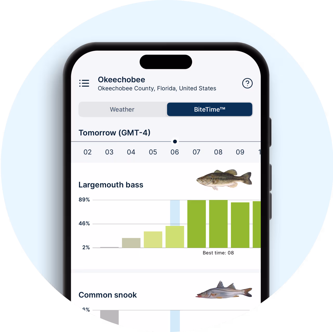 Bite time for the species you care about in the Fishbrain app