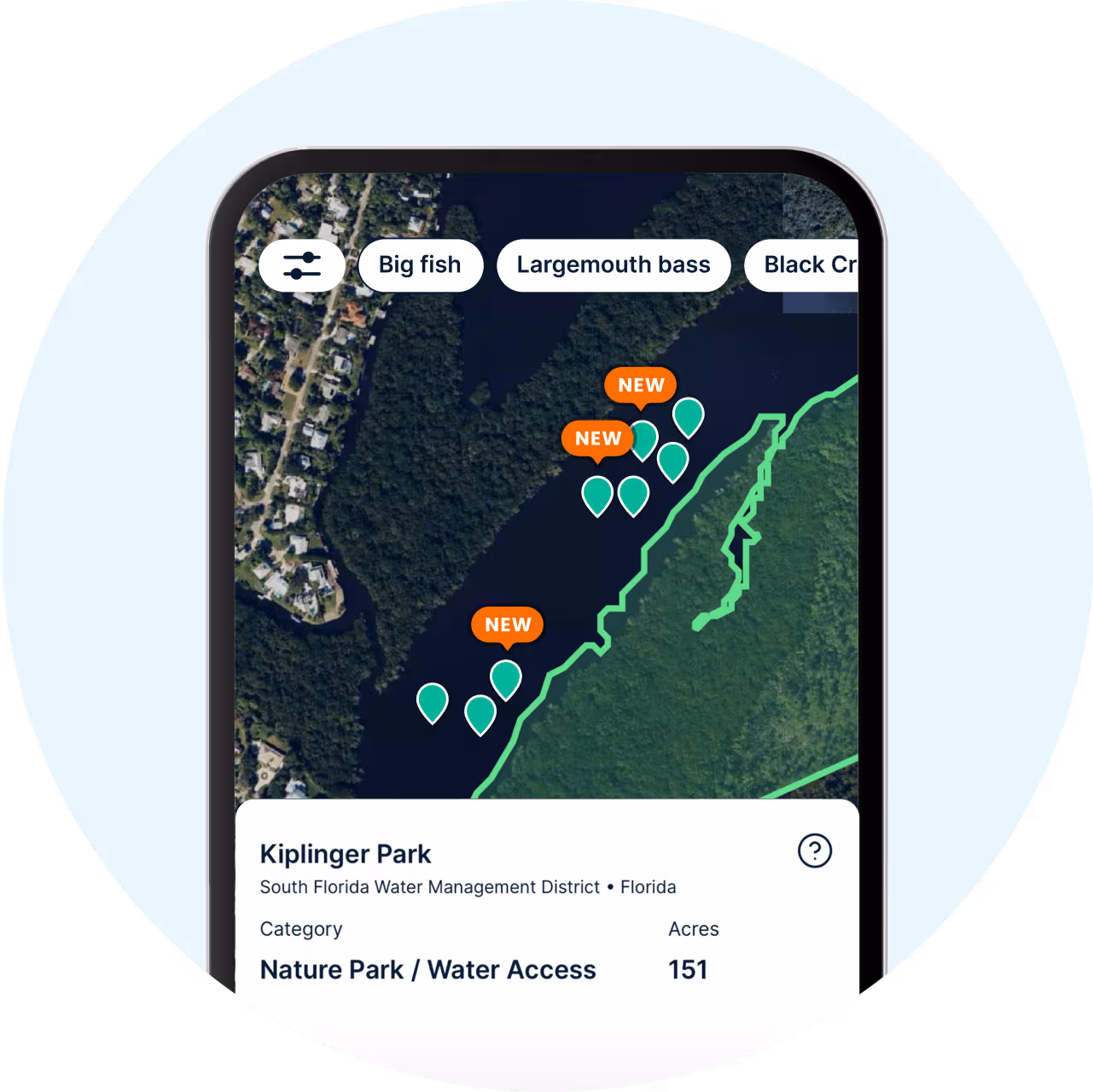 Fishing spot details in the Fishbrain app