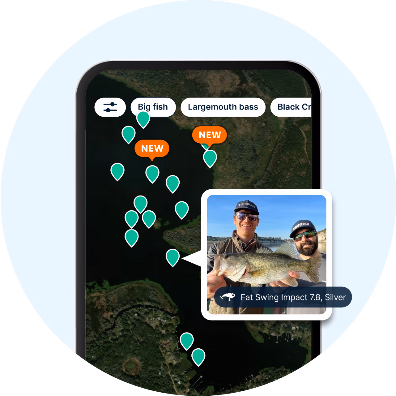 Catch locations in the Fishbrain app