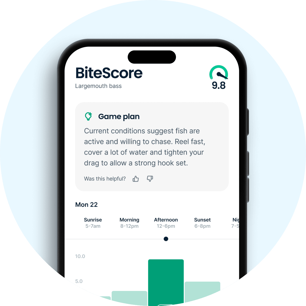 BiteScore on a 1-10 scale in the Fishbrain app